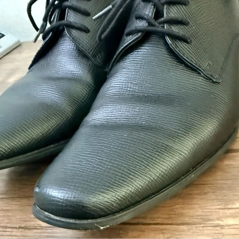 Calvin Klein Black Leather Brodie Oxfords | US Size 10.5
